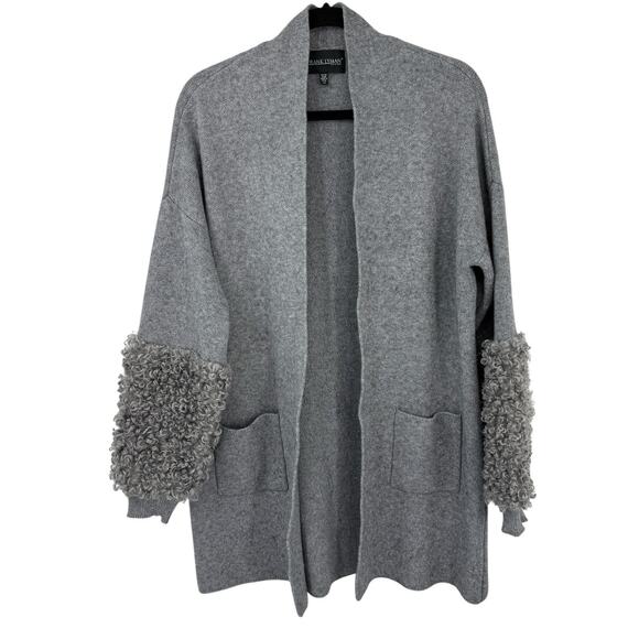 Frank Lyman Cardigan Sweater Size Large Gray Boucle knit Puff Cuffs Pockets - Picture 11 of 11